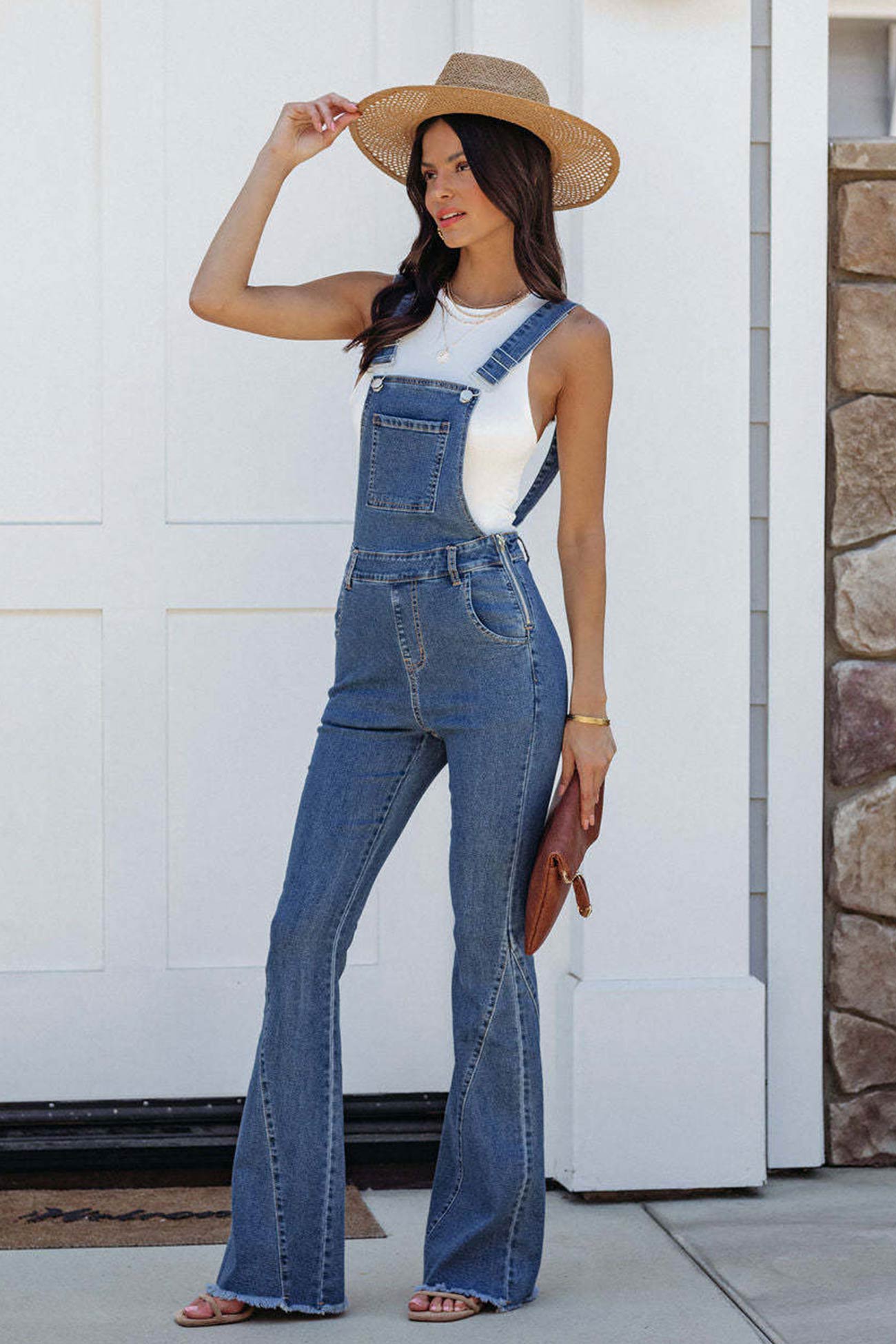Women's Denim Overalls - Adjustable Straps - Bootcut Leg - Vintage Style Casual Wear