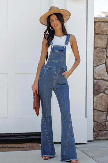 Women's Denim Overalls - Adjustable Straps - Bootcut Leg - Vintage Style Casual Wear