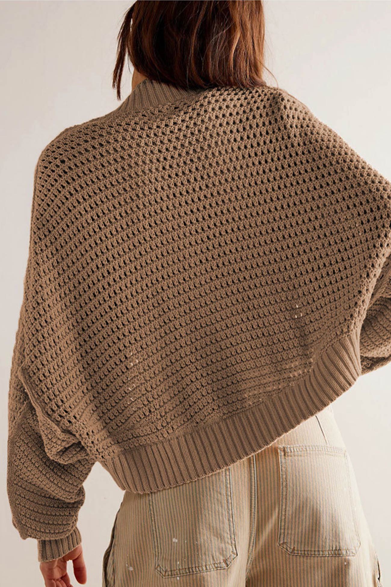 Women's open front bat sleeve knit cardigan