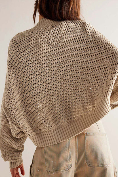 Women's open front bat sleeve knit cardigan