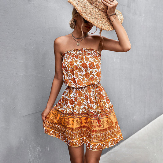 Floral Print Cinched Waist Sundress
