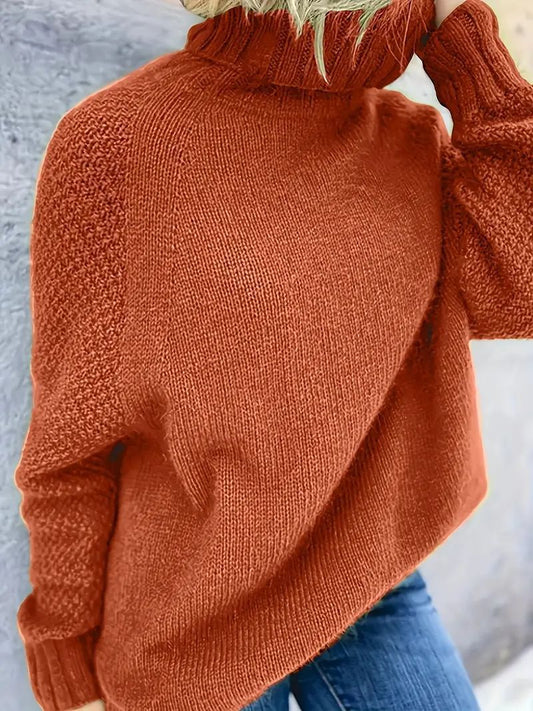 High Collar Raglan Sleeve Pullover Sweater