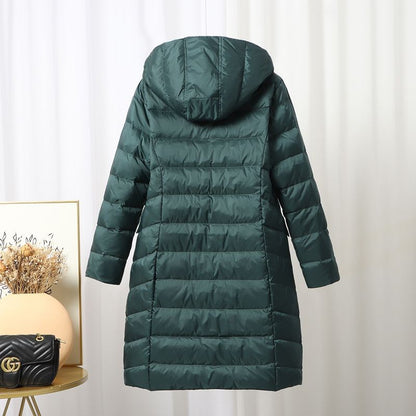 Reversible hooded down winter jacket for women