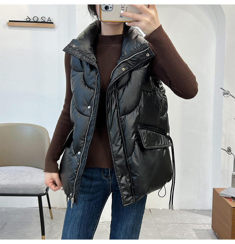 Shiny down vest for women