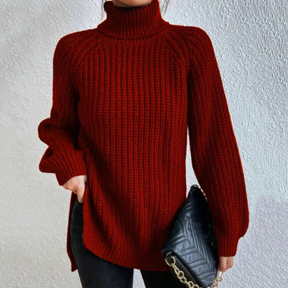 Women's elegant cotton turtleneck sweater