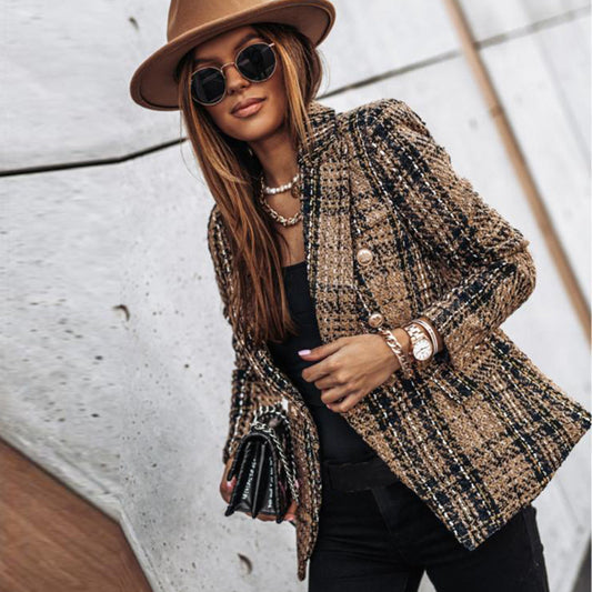 Printed Double-Breasted Blazer