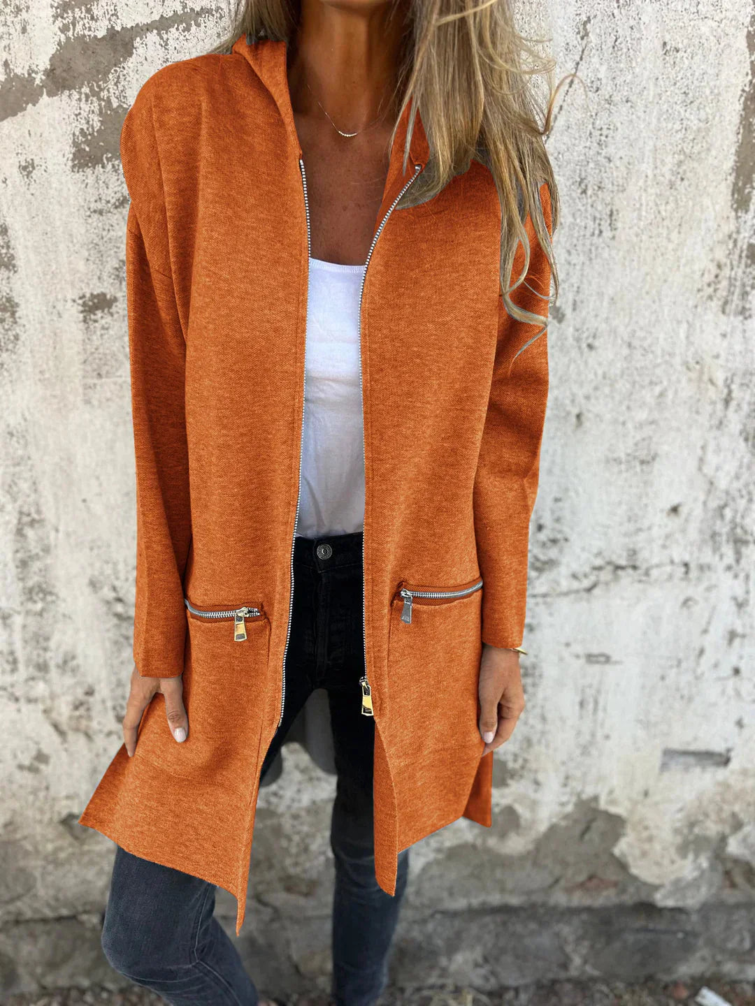 Women's elegant coat with hood