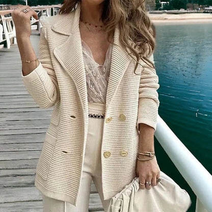 Women's long sleeve casual knitted ribbed coat