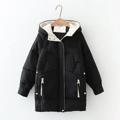 Women's hooded loose cotton jacket