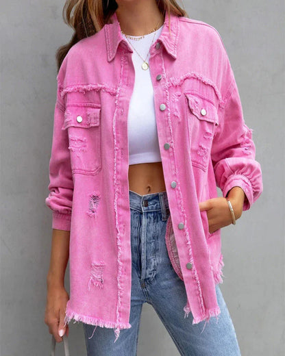 Women's torn denim jacket