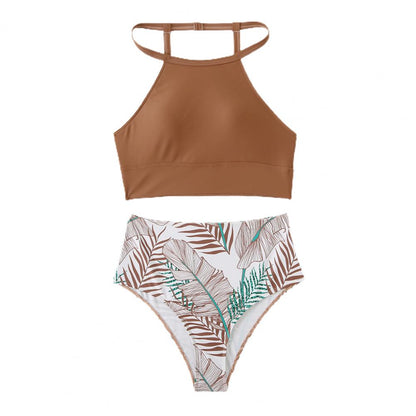 Women’s High-Neck Bikini Set - High-Waisted Bottom - Sporty & Supportive Fit