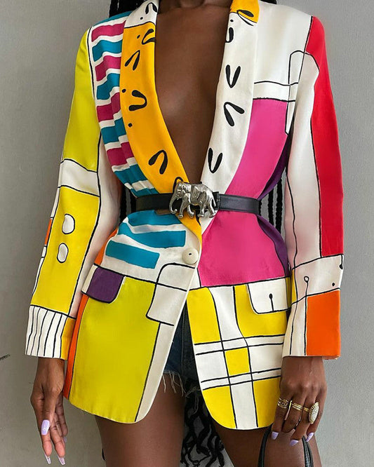 Colorful Patterned Elegant Blazer