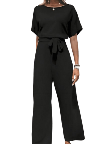 Paige - plain jumpsuit with short and wide sleeves