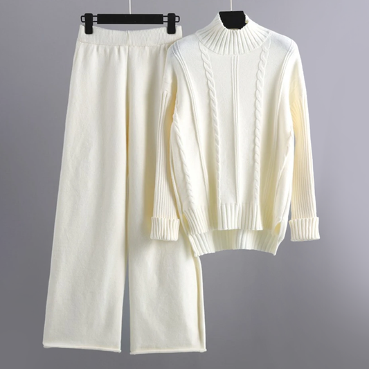 Turtleneck Sweater and Wide-Leg Knit Set