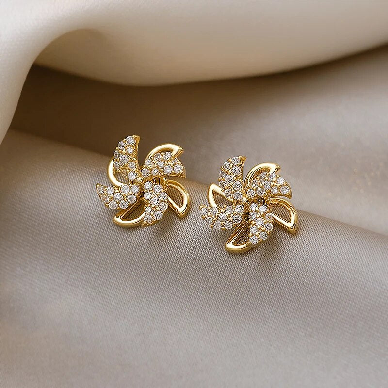 Zirconia Pinwheel Earrings