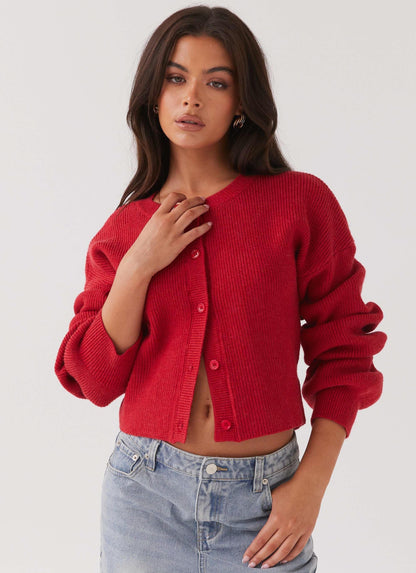 Women's Cropped Button-Up Cardigan – Cozy & Chic