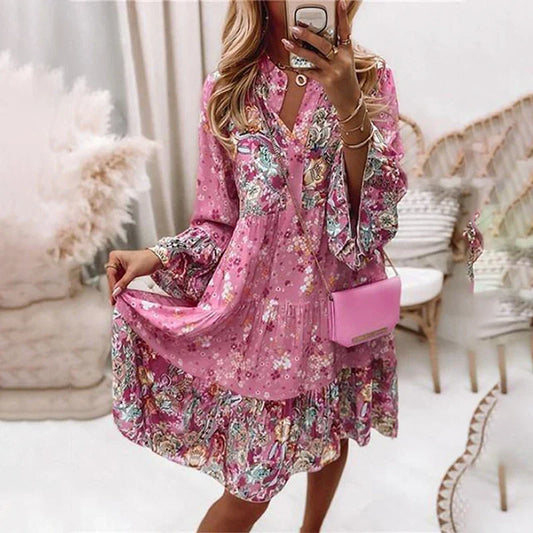 Floral Print Flowy Tiered Design Dress