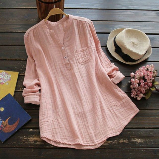 Relaxed Fit Cotton Blend Tunic Shirt