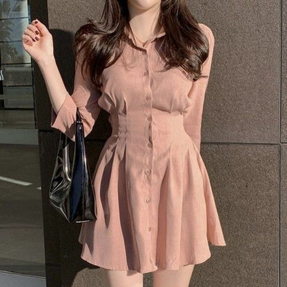Women's Shirt Dress - Button Down - Tailored Fit  - Above Knee Length