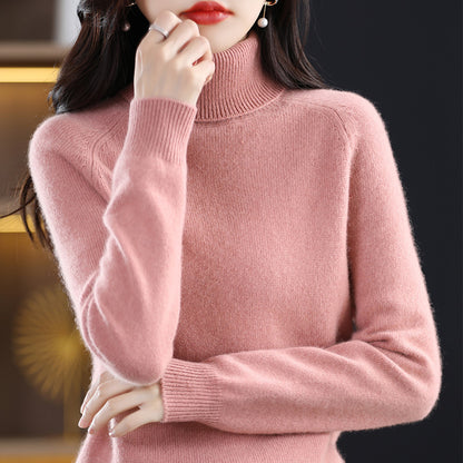 Soft knit turtleneck sweater with long sleeves for women