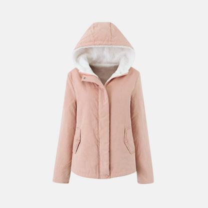 Women’s Hooded Jacket – Quilted Warmth – Fleece Lined – Snap Closure – Regular Fit