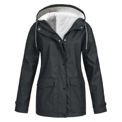 Plus velvet hooded jacket for women