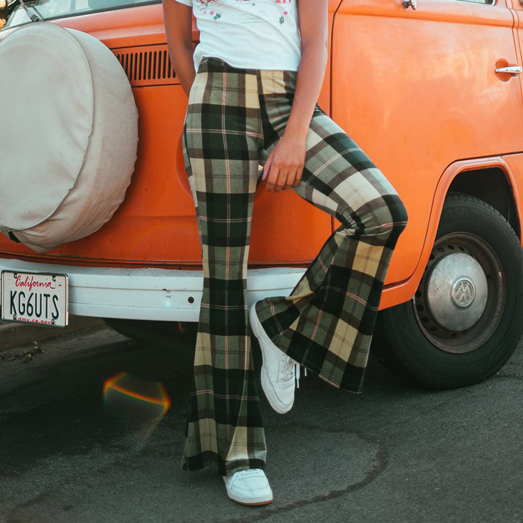 High waist flared trousers for women