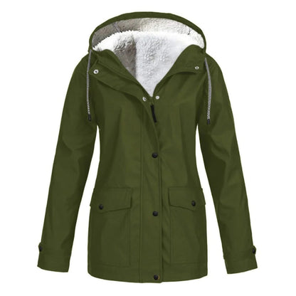 Plus velvet hooded jacket for women