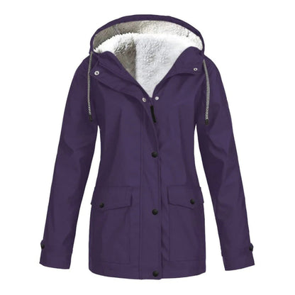 Plus velvet hooded jacket for women
