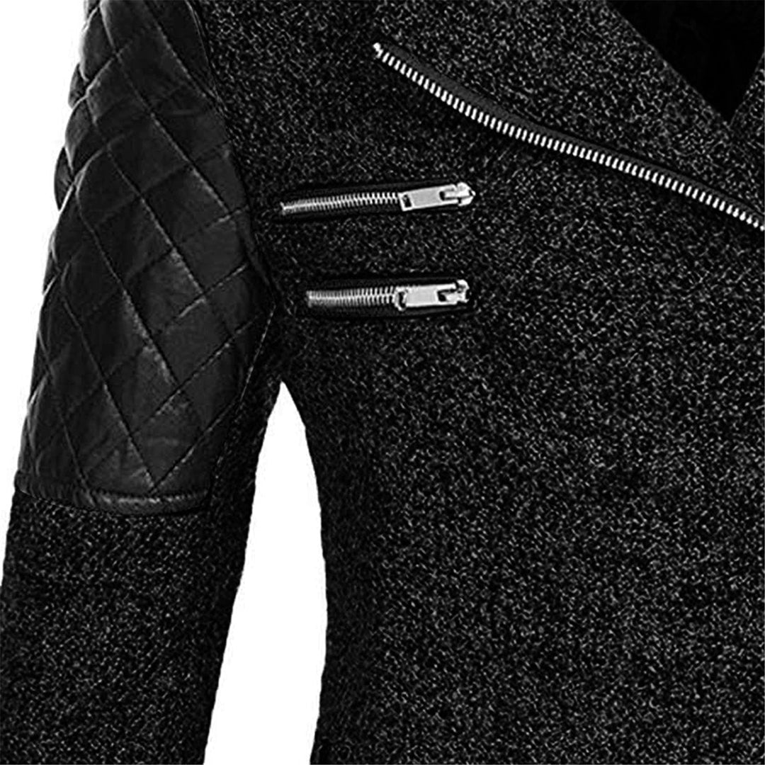 Winter mid-length hooded thick coat for women with oblique zipper
