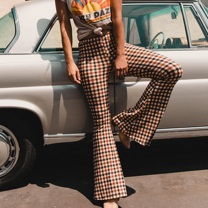 High waist flared trousers for women