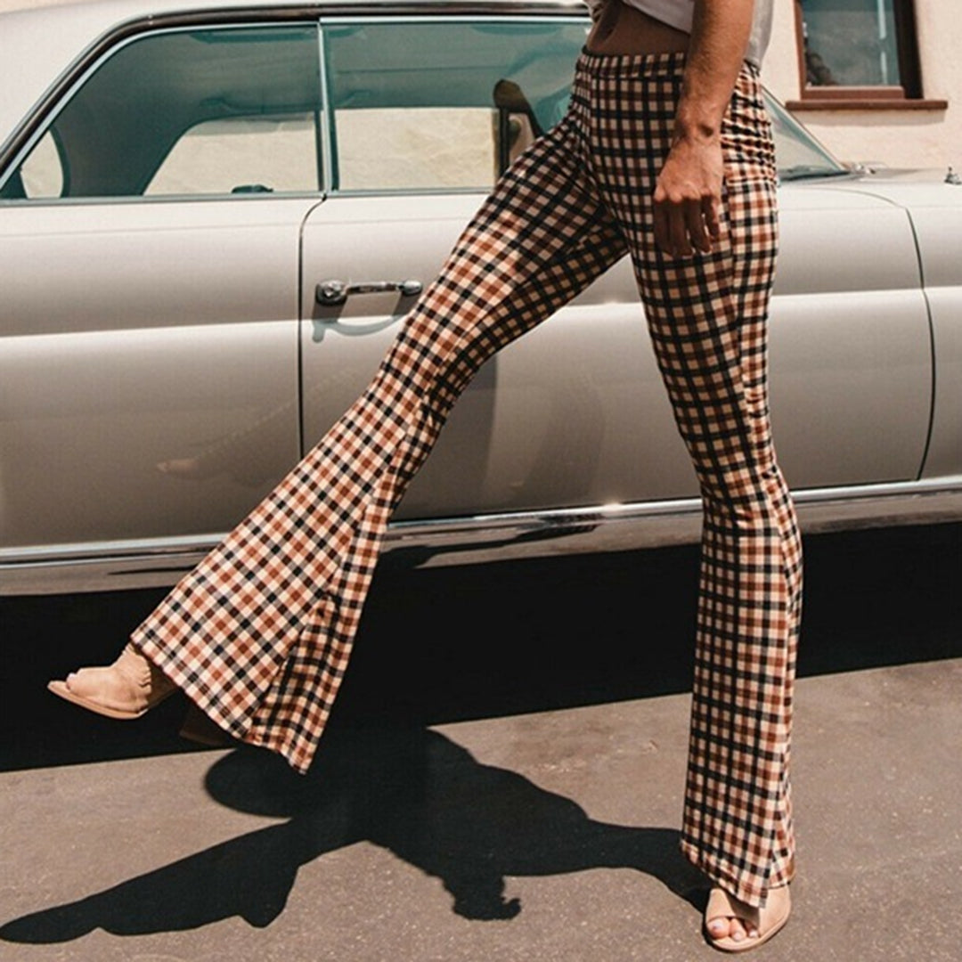 High waist flared trousers for women