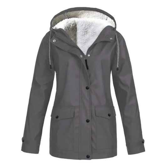 Velvet Hooded Plus Size Jacket
