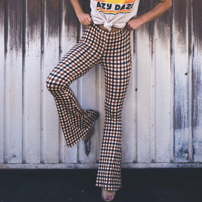 High waist flared trousers for women