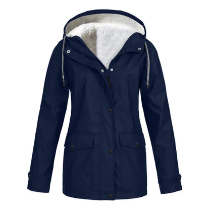 Plus velvet hooded jacket for women
