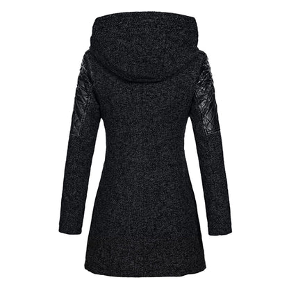 Women's windbreaker hooded coat with diagonal zip
