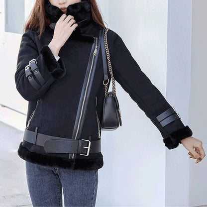 Women's winter jacket with wide lapel