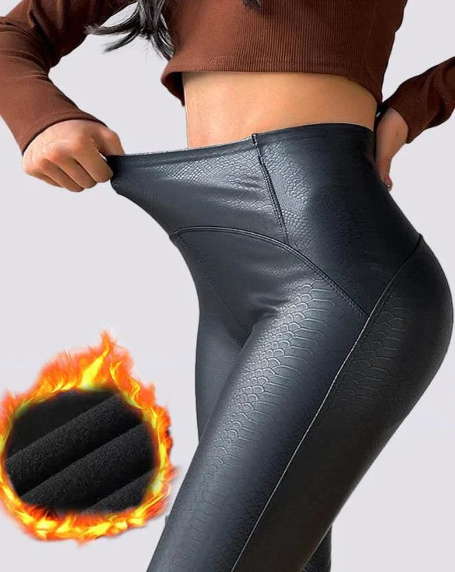 Women's high-waist faux leather leggings