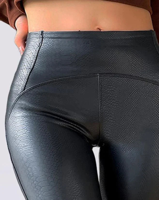 Women's high-waist faux leather leggings
