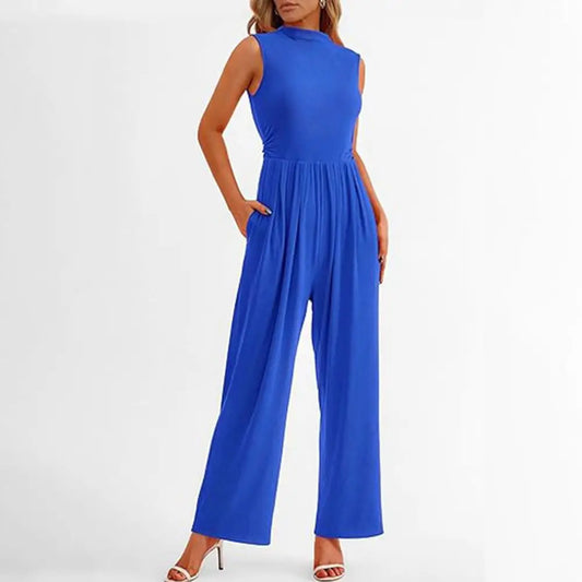 Fitted High Neck Wide Leg Jumpsuit