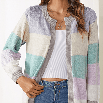 Women's candy color knitted cardigan