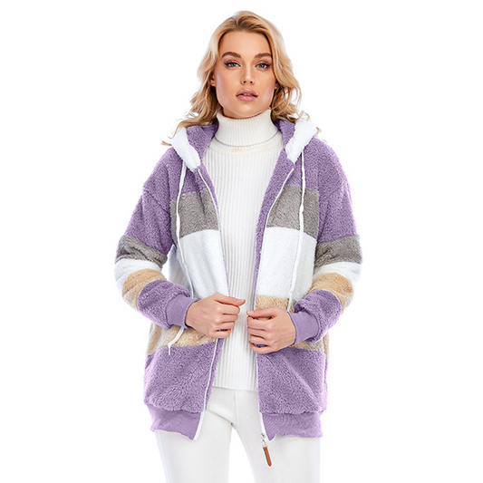 Plush Hooded Zipper Jacket