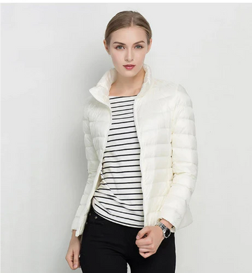 Women's notched zip-up padded slim fit jacket