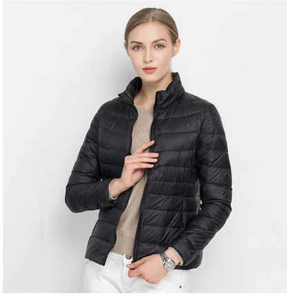 Women's notched zip-up padded slim fit jacket