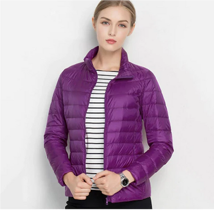 Women's notched zip-up padded slim fit jacket