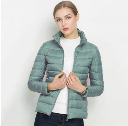 Women's notched zip-up padded slim fit jacket