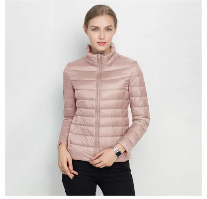 Women's notched zip-up padded slim fit jacket