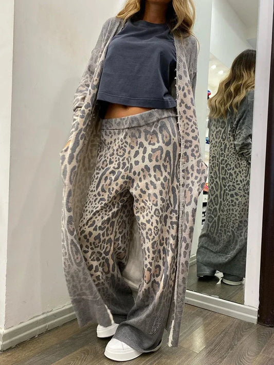 Leopard Print Long Sleeve Cardigan Jacket