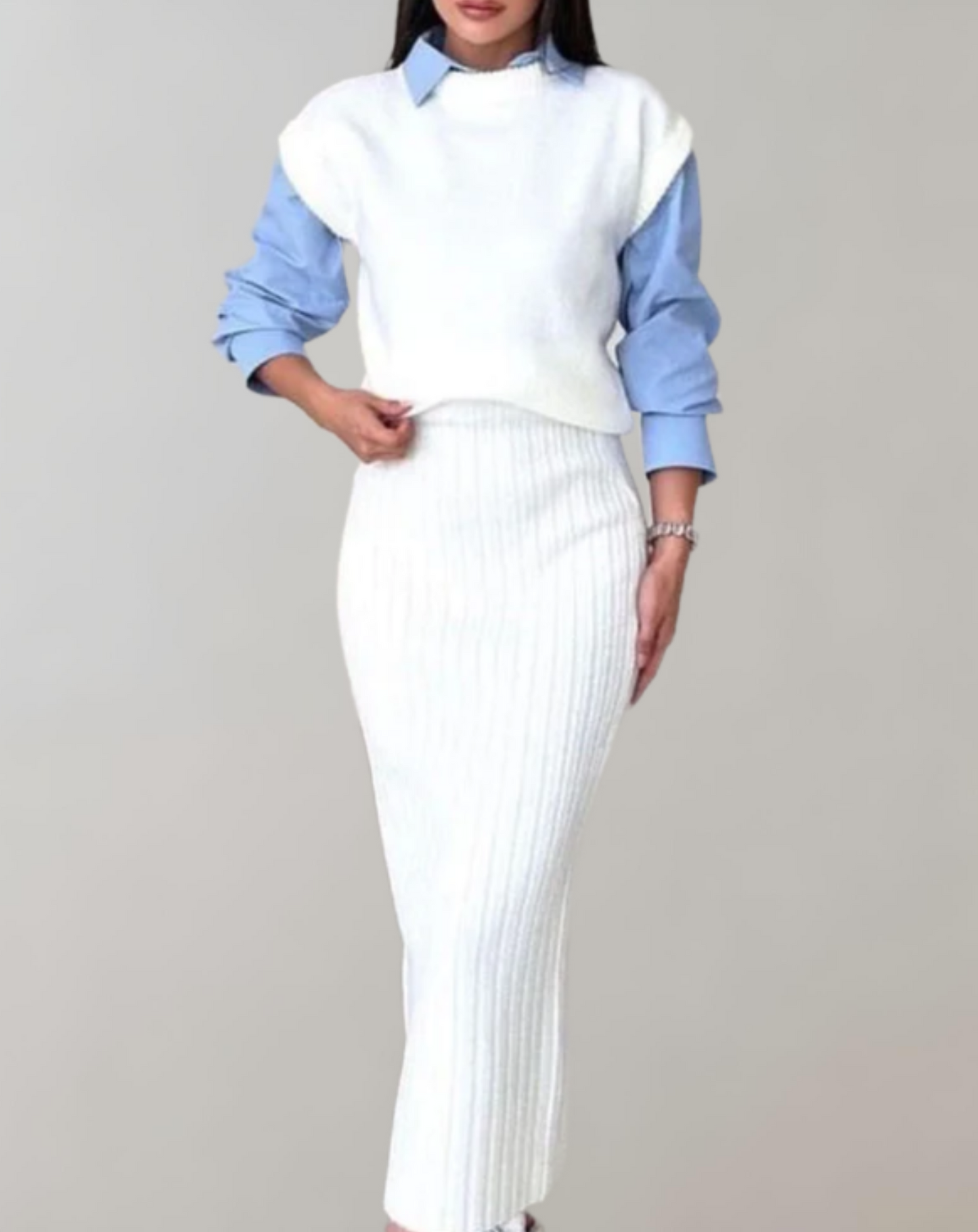 Women's modern 2 piece knitted set