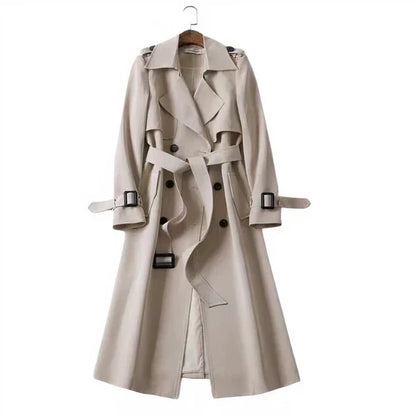 Women's long belted trench coat